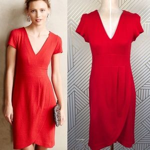 Anthropologie Maeve Splitshade Tulip Hem Dress Red